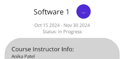 A screenshot of the term tracker app course page