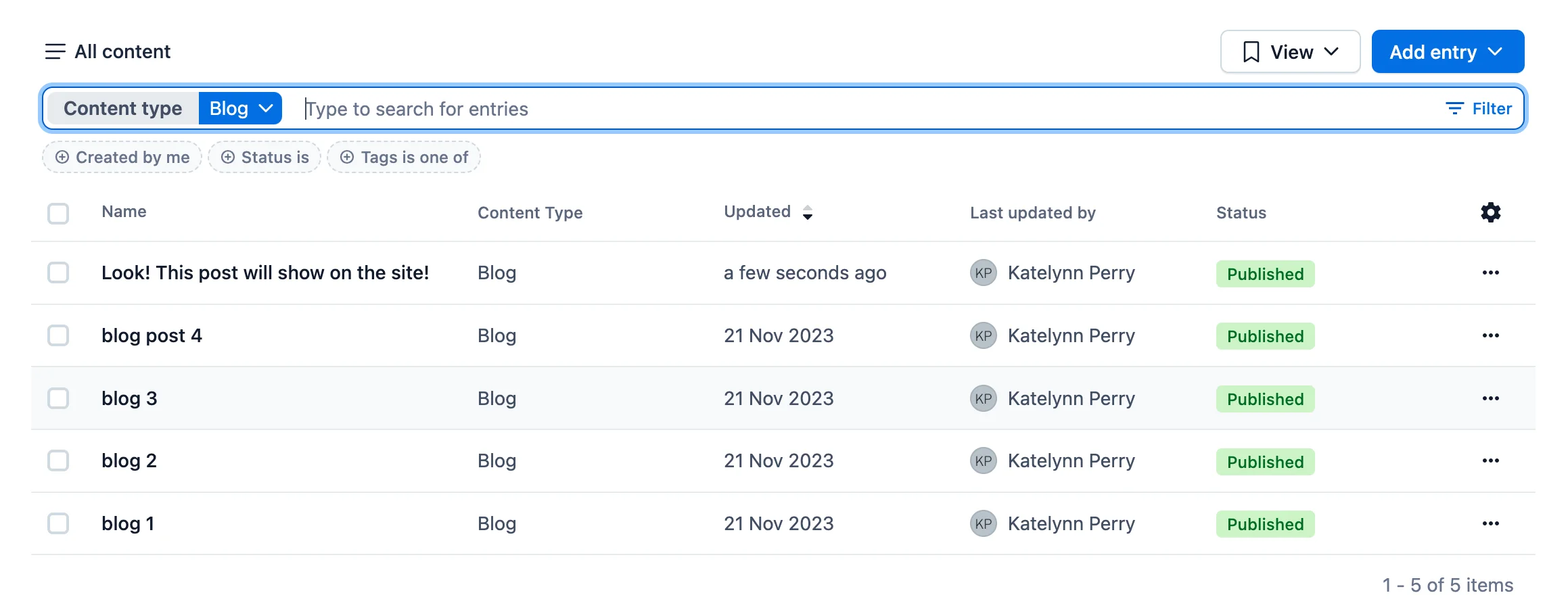 the full page of my blog site